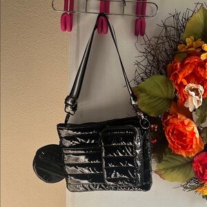 THINK ROYLN Black Quilted Shoulder Bag with Chain Strap